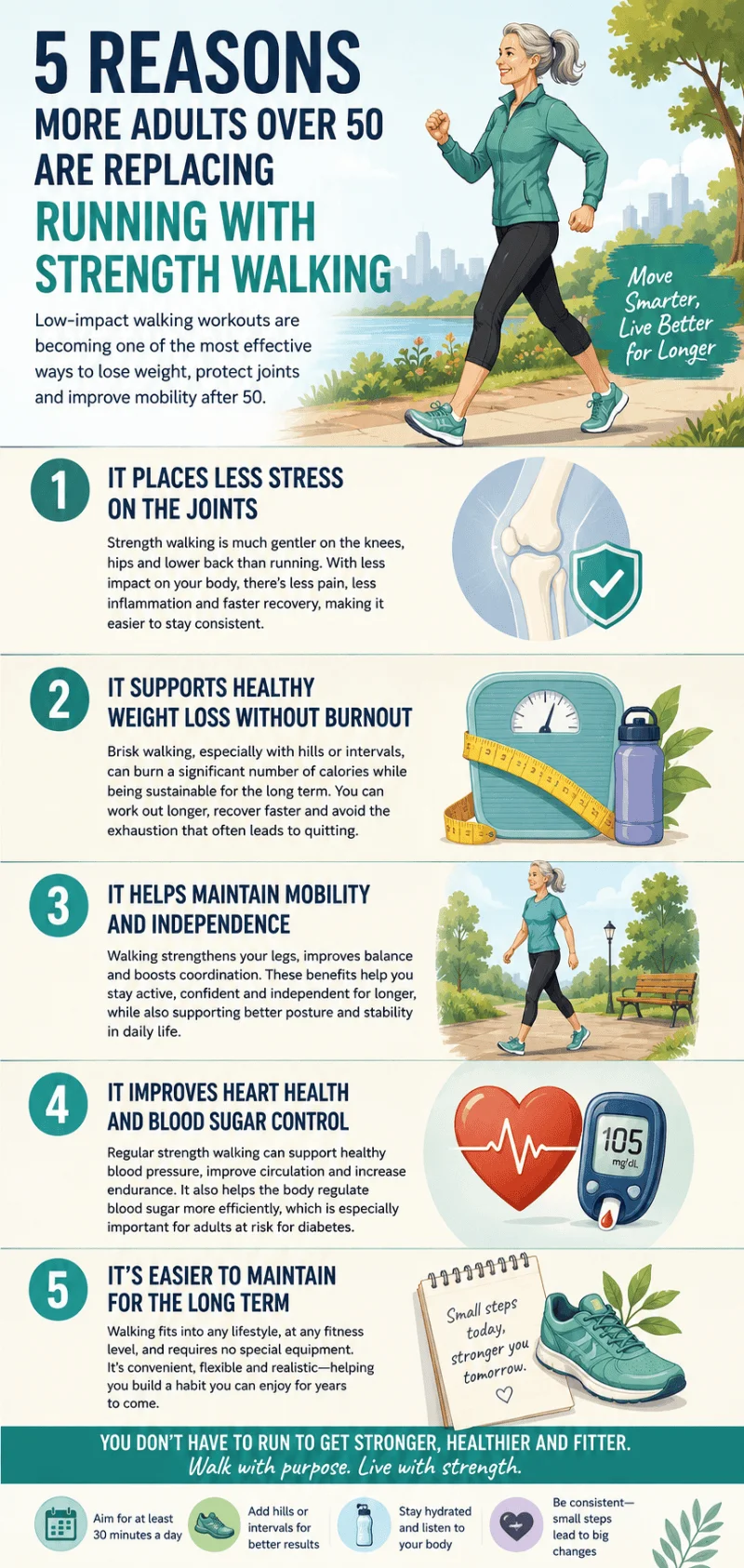 5 reasons more adults over 50 are replacing running with strength walking